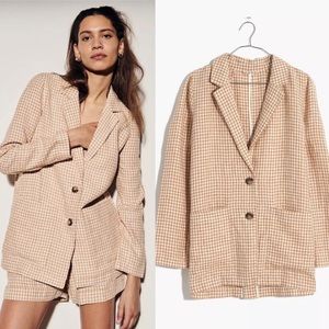 Madewell Linen Dorset Blazer in Gingham Check S NWT